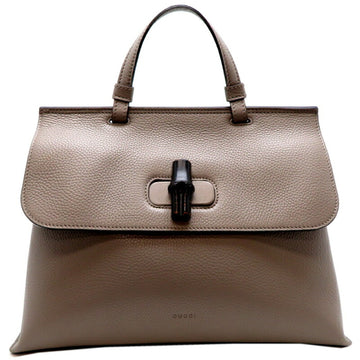 GUCCI Bamboo Daily Ladies Handbag 392013 Leather Greige
