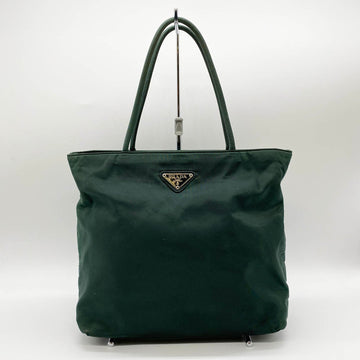 PRADA tote bag handbag mini green nylon triangle plate logo ladies USED