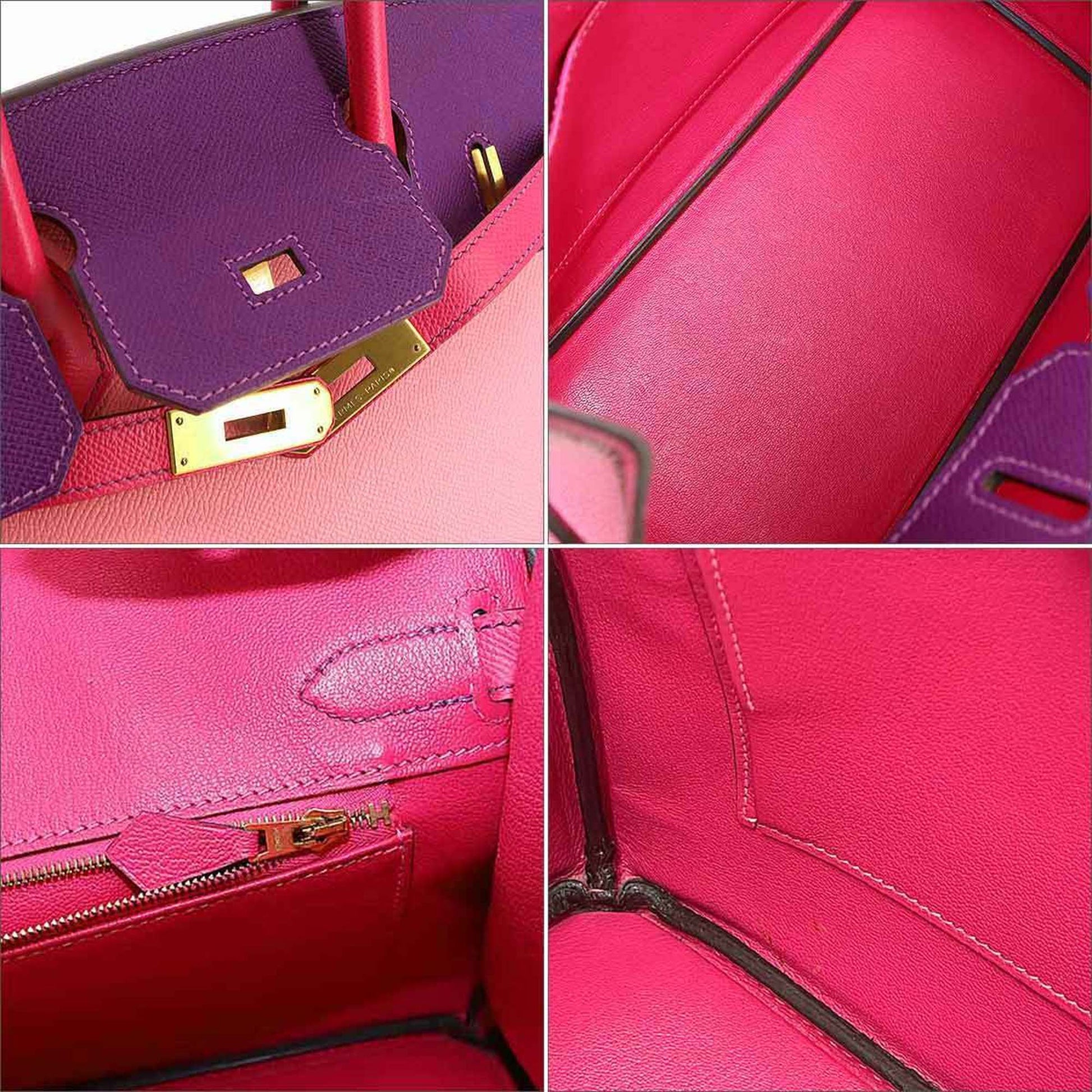 Authenticated Used Hermes HERMES Birkin 30 Personal SPO Handbag Epson Rose  Confetti Anemone Tyrian □R Engraved Gold Hardware 