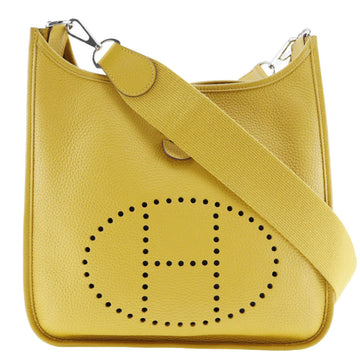 HERMES Evelyne 3PM Shoulder Bag Taurillon Clemence Jaune Ambre Made in France 2018 Yellow/Silver Hardware C Crossbody A5 Snap Button Evelyne3PM Ladies