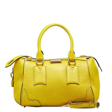 BURBERRY Tote Bag Shoulder Yellow Leather Women's