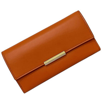 Bottega Veneta Trifold Long Wallet Orange Gold 578751 VMAU1 7586 Leather Calfskin BOTTEGA VENETA Flap Women's