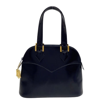 YVES SAINT LAURENT YSL logo metal fittings leather genuine handbag mini tote bag navy 23819
