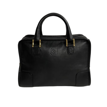 LOEWE Amazona 28 Anagram Logo Leather Genuine Handbag Mini Boston Bag Black 08551