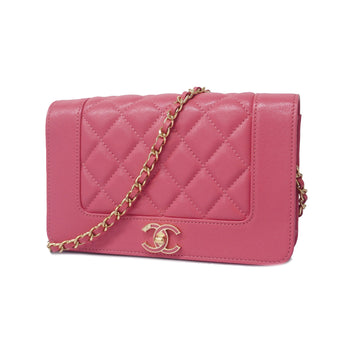 Chanel Matelasse Chain Wallet Women's Leather Chain/Shoulder Wallet Pink