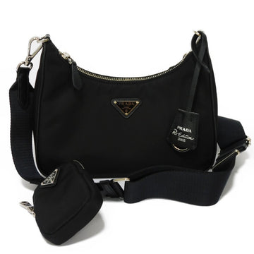 PRADA Shoulder Bag Re-Edition 2005 Re-Nylon Chain Nalon Black Triangle Logo Fabric Nero 1BH204 Women's