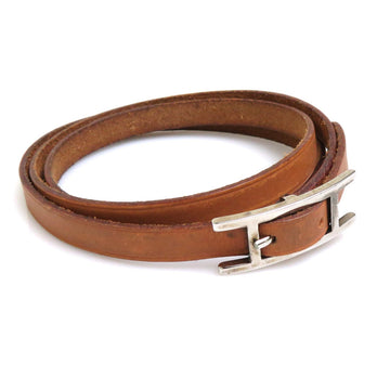 HERMES bracelet Api leather/metal brown/silver unisex