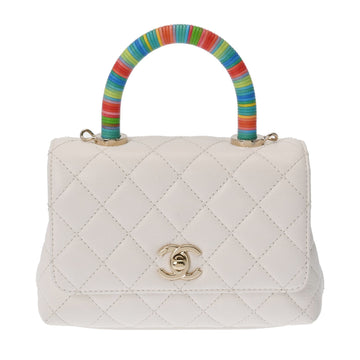 CHANEL Matelasse XXS White Rainbow AS2215 Women's Calf Handbag