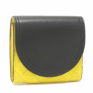 Bottega Veneta Bifold Wallet Intrecciato Yellow Black Leather 577841VCCK28930