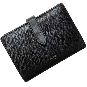 CELINE wallet medium strap black 10B64 3BFP 38NO bi-fold leather  folding coin purse ladies