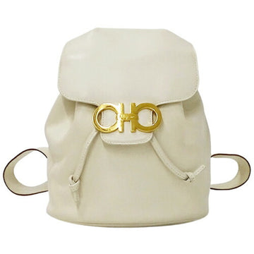 SALVATORE FERRAGAMO Bag Women's Backpack Double Gancini Leather White Ivory
