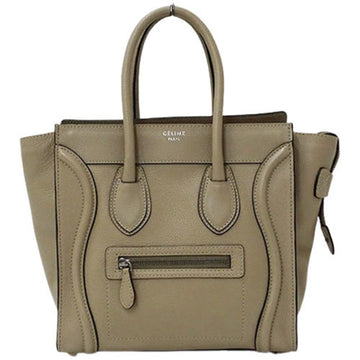 CELINE Bag Ladies Handbag Tote Luggage Micro Shopper Leather Etoupe Greige