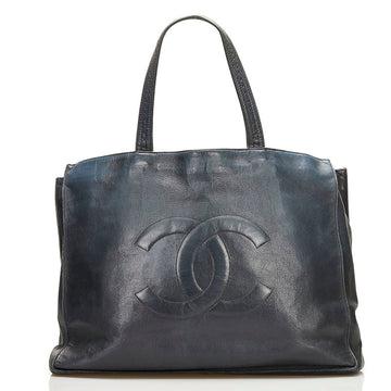 Chanel coco mark tote bag navy leather ladies CHANEL