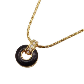 CHRISTIAN DIOR Dior Necklace Women's Brand Circle Round Transparent Stone Gold Black