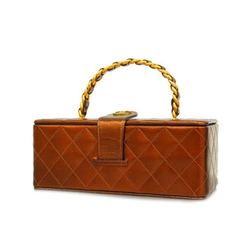 CHANEL Vanity Bag Matelasse Leather Bronze Gold Hardware Women's