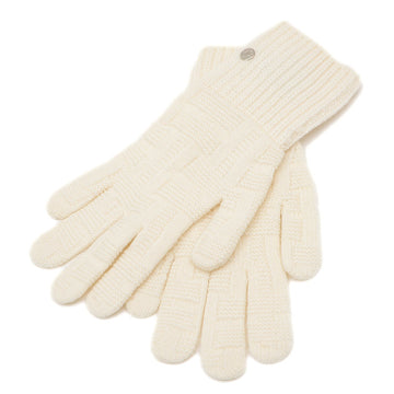 HERMES Gloves Frecans Serie Button Wool White Women's S Size