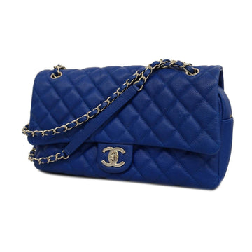 CHANEL Shoulder Bag Matelasse W Chain Caviar Skin Blue Ladies