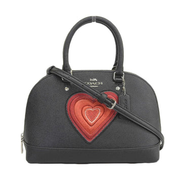COACH Sierra Satchel Heart Bag Handbag Shoulder Black Red F24609
