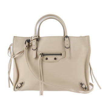Balenciaga paper mini A6 handbag 370926 leather beige 2way shoulder bag zip around