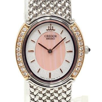 SEIKO Women's Watch Credor Signo 5A70-3000 Quartz Pink/White Dial