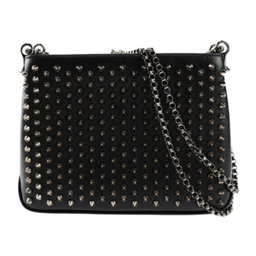 CHRISTIAN LOUBOUTIN TRILOUBI SMALL Shoulder bag 1165020 Calf leather Black Gunmetal hardware Handbag Chain Spike studs