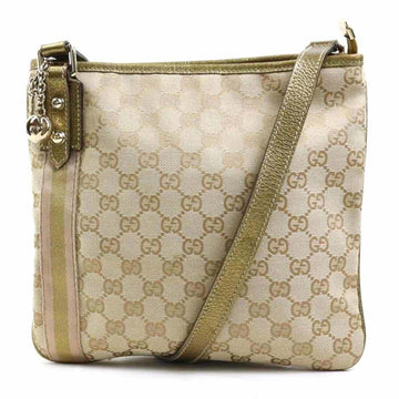 GUCCI Crossbody Shoulder Bag GG Canvas/Leather Gold x Brown Unisex 144383