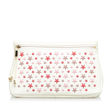 JIMMY CHOO Zena Star Studs Clutch Bag Second White Red Leather Ladies