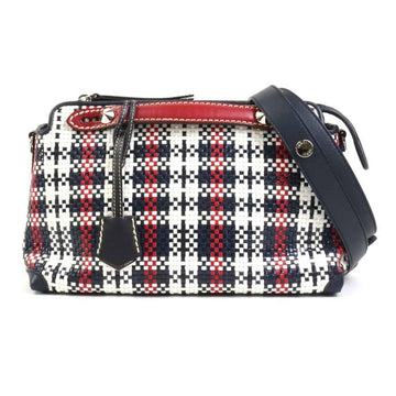 FENDI Handbag Crossbody Shoulder Bag Visible Leather/Patent Leather White/Navy/Red Silver Women's