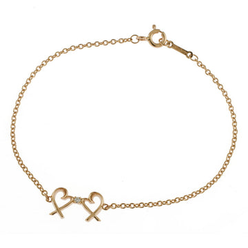 TIFFANY Double Loving Heart Bracelet 18K Pink Gold Diamond Women's &Co.