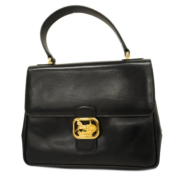 CELINEAuth  Carriage Metal Fittings Women's Leather Handbag Black