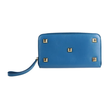 SALVATORE FERRAGAMO Gancini long wallet IY-22 D572 leather blue round zipper