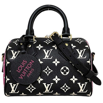 Handbag Speedy Bandouliere 20 Black White Pink Monogram Implant M46088 Leather LOUIS VUITTON Shoulder Bag Boston Ladies