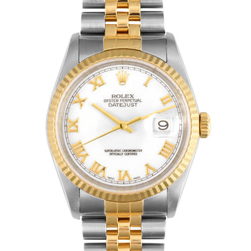 ROLEX Datejust 16233 YG × SS combination P serial men's self-winding watch Roman index white dial
