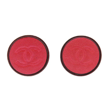 CHANEL coco button earrings leather ladies