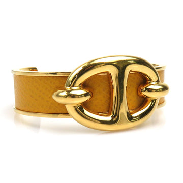 HERMES Bangle Bracelet Chaine d'Ancre Metal/Leather Gold/Yellow Ladies