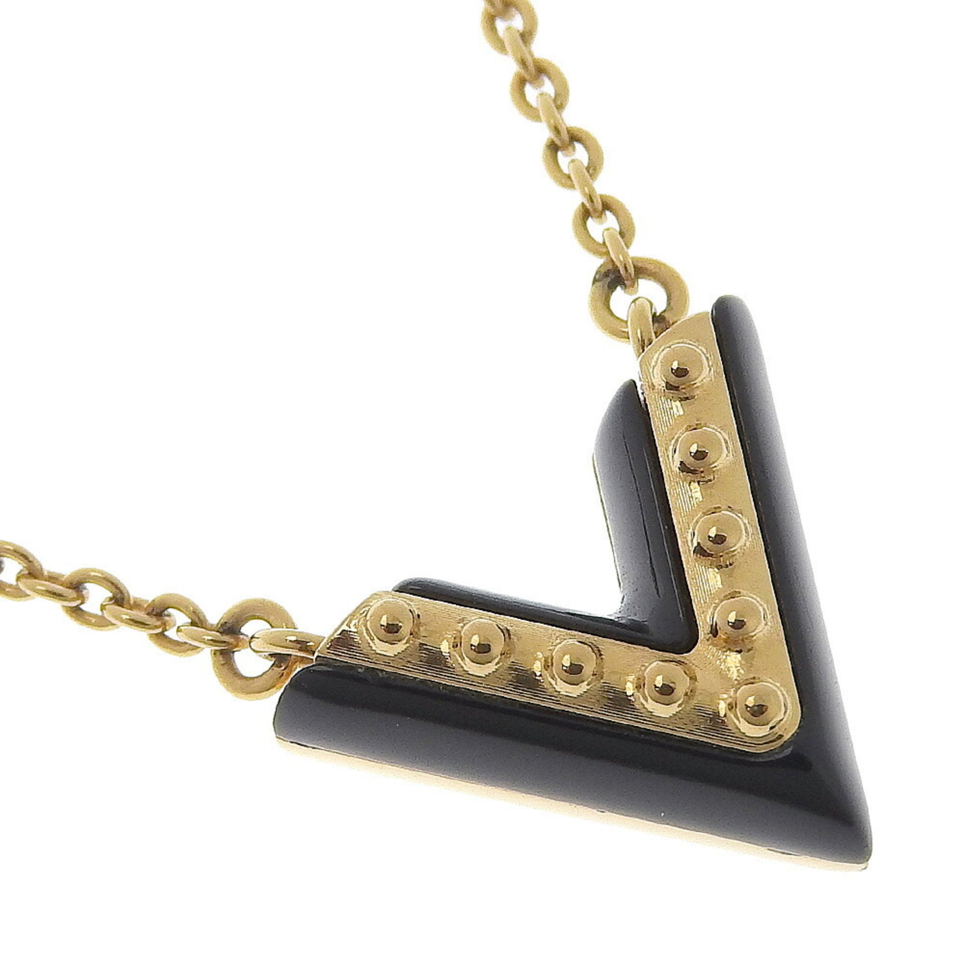 LOUIS VUITTON Essential V M63181 Gold Plated Black LE0168 Women's Necklace