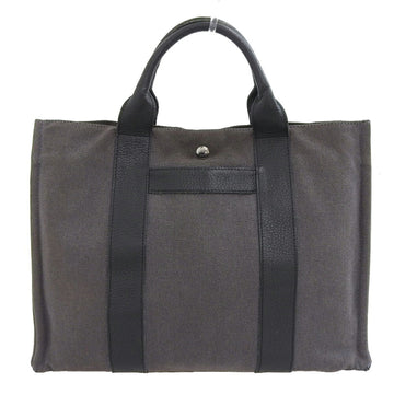 Hermes saccuane MM handbag tote bag canvas gray x black