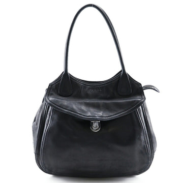 PRADA Shoulder Bag BR1407 Leather NERO Made in Italy Black A5 Zipper Ladies