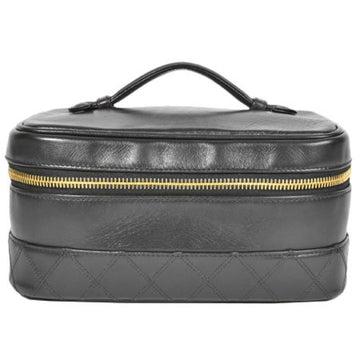 Chanel Bicolore Coco Mark Vanity Bag Lambskin Black Handbag Makeup Pouch A01618