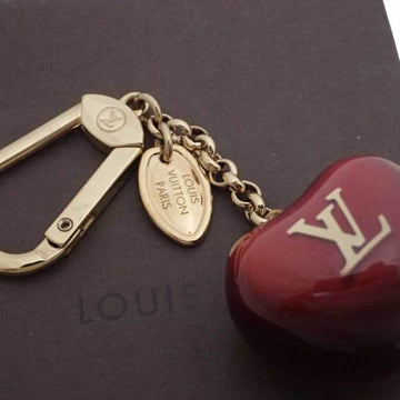 LOUIS VUITTON Bag Charm Portocre Pomme Dark Red x Gold Resin Metal Material Key Ring M66494