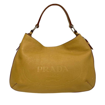 PRADA embossed leather tote bag handbag beige 82-10