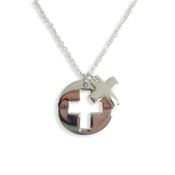 TIFFANY 925 round cross pendant necklace