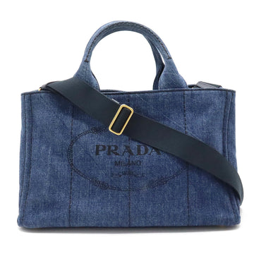 PRADA CANAPA Tote Bag Handbag Shoulder Denim Blue 1BG642