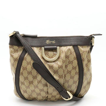 GUCCI Abbey GG Crystal Shoulder Bag Coated Canvas Leather Beige Dark Brown 265691