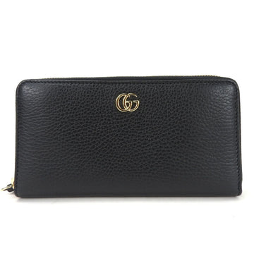 GUCCI round long wallet zippy 456117 GG Marmont black leather ladies  Zip Around Wallet Leather Gold