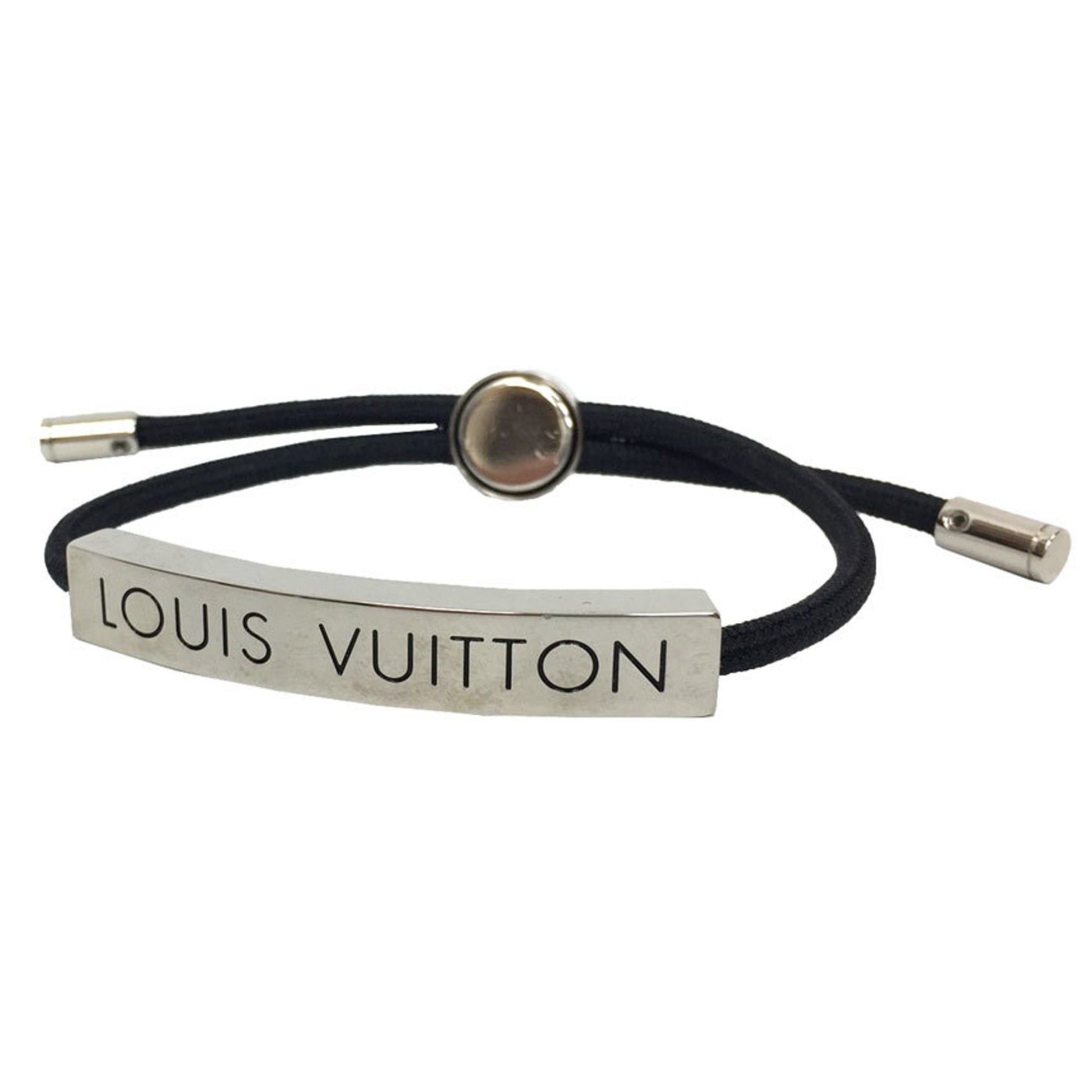 LOUIS VUITTON Brasserie LV Space Bracelet M67417 Logo Plate Black Code