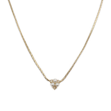 CHRISTIAN DIOR necklace metal fake pearl rhinestone gold logo