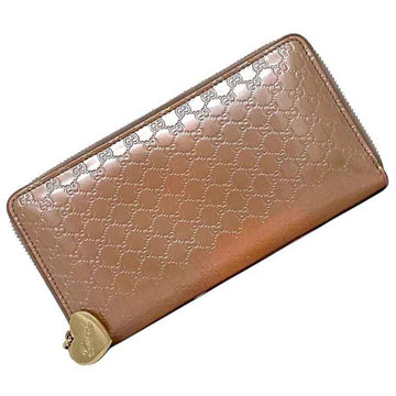 GUCCI Round Long Wallet Pink Gold Microshima 308260 Heart Patent Leather  Enamel GG Ladies