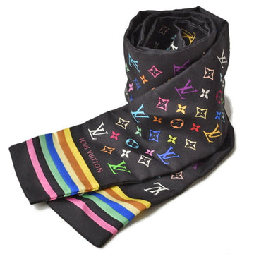 LOUIS VUITTON twilly scarf muffler  multicolor ribbon black/multicolor M71992 ladies silk 100%