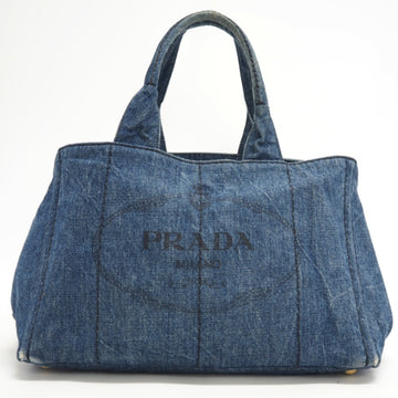 PRADA/ Canapa Handbag Logo Tote Bag Blue Ladies